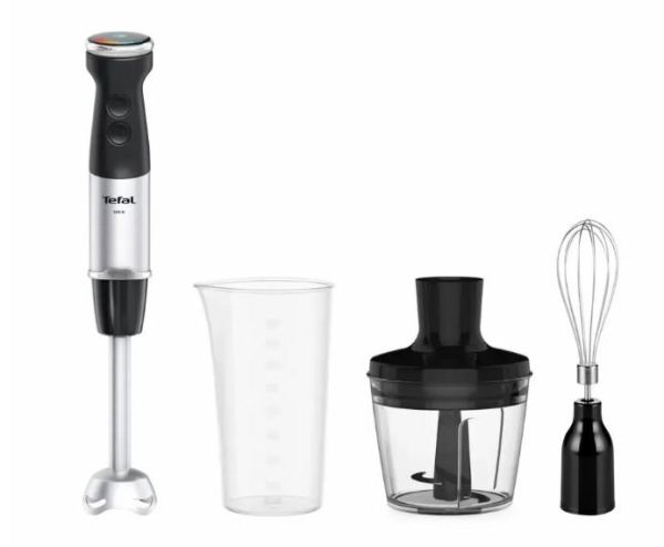 Блендер Tefal заглибний Quickchef+ 1000Вт, 3в1, чаша-800мл, чопер-500мл, турборежим, сріблясто-чорний