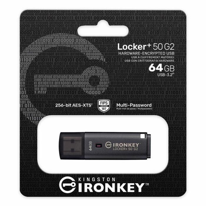 Накопичувач Kingston   64GB USB 3.2 Type-A Gen1 IronKey Locker+ 50 G2