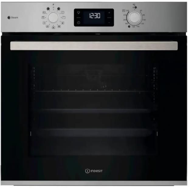 Духова шафа Indesit електрична, 71л, A+, дисплей, конвекція, телескопічні напрямні, нерж