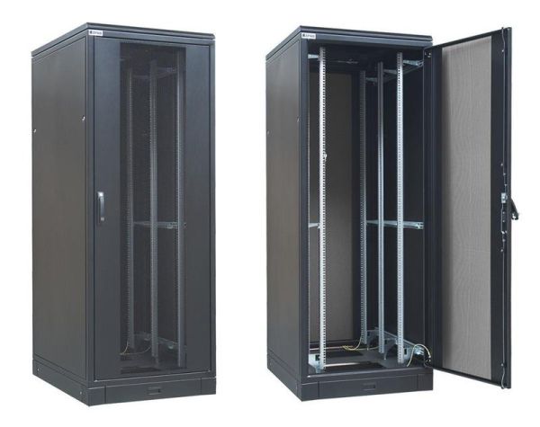 Шафа ZPAS 19", 42U, SZB IT, одностулкові передні та задні перфоровані двері, 600х800 мм, максимально 1000кг, чорна