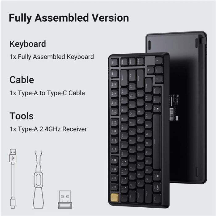Клавіатура механічна Keychron J1 82Key, K pro Red, WL/BT/USB-A, QMK, Hot-swap, EN/UKR, RGB, чорний
