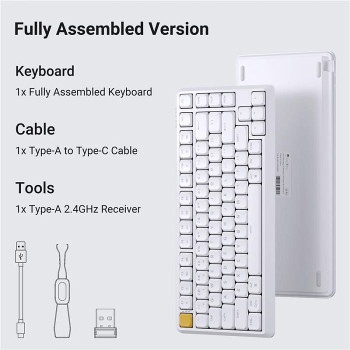 Клавіатура механічна Keychron J1 82Key, K pro Brown, WL/BT/USB-A, QMK, Hot-swap, EN/UKR, RGB, білий