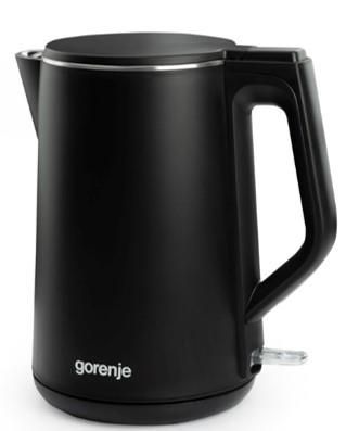 Електрочайник Gorenje, 1,5л, 2,200 Вт, корпус- нержав., Strix, матовий, чорний