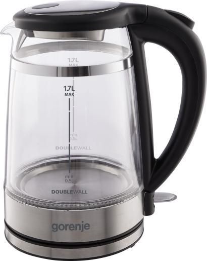 Електрочайник Gorenje 1.7л, 2,200 Вт, strix контроль, скло, чорний