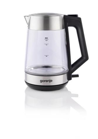 Електрочайник Gorenje 1.7л, 2,200 Вт, strix контроль, скло, нерж
