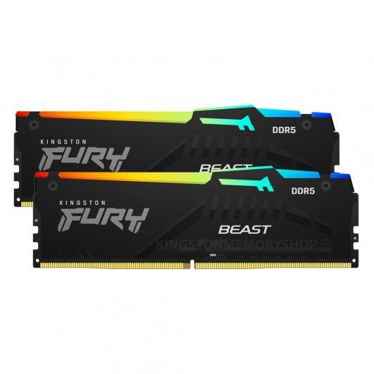 Пам'ять ПК Kingston DDR5  16GB KIT (8GBx2) 5600 FURY Beast RGB EXPO