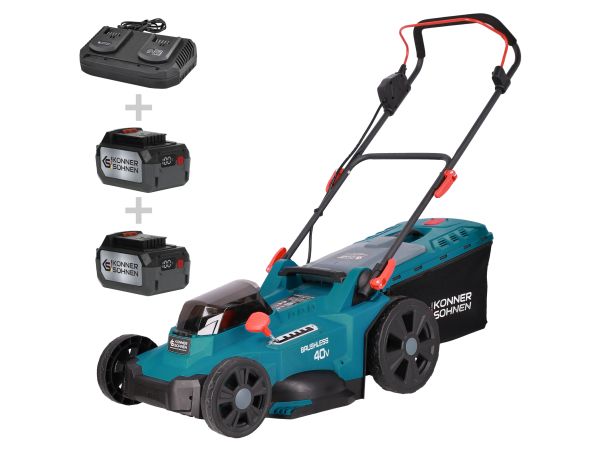 Газонокосарка акумуляторна Konner&Sohnen KS 43LM-40V 40В(20+20) акб 2х4А·год 43см 50л 25-75мм 15.5кг