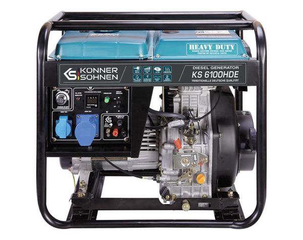 Генератор дизельний Konner&Sohnen KS 6100HDE (EURO V), 230В, 5.5/5.0кВт, електростартер, передстартовий підігрів, 107кг