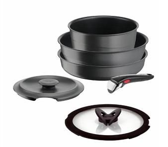 Набір посуду Tefal Ingenio Inspiration, 6 предметів, алюміній, скло, бакеліт, чорний