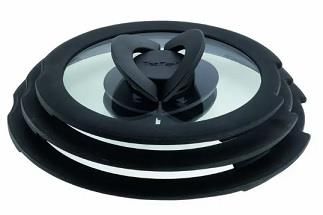 Набір скляних кришок Tefal Ingenio, 16см, 18см, 20см, скло, пластик, чорний
