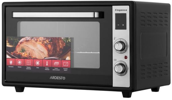 Піч електрична ARDESTO Elegance, 60л, 2000Вт, електр., конвекція, подвійне скло, рожен, чорний