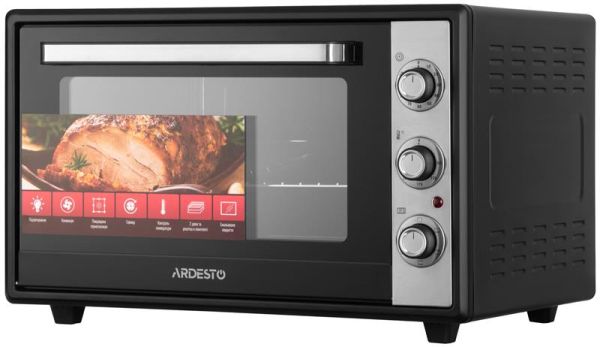 Піч електрична ARDESTO, 60л, 2000Вт, механіч., конвекція, подвійне скло, рожен, чорний