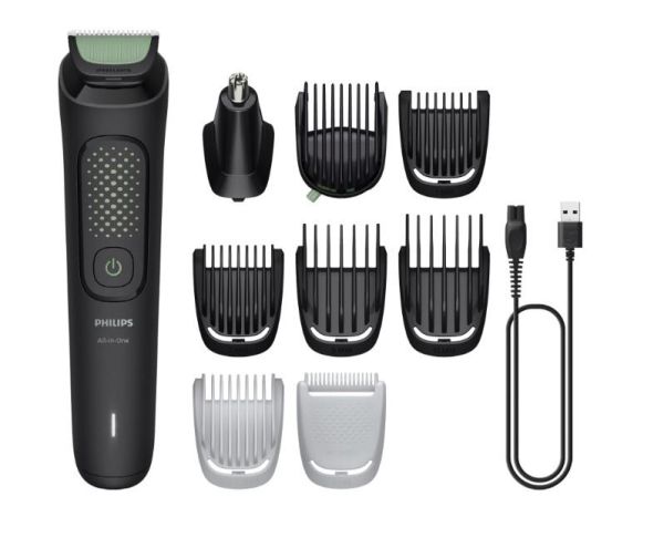 Тример Philips All-in-One Trimmer 3000 Series, для обличчя, голови, тіла, акум., насадок-9, сталь, чорний
