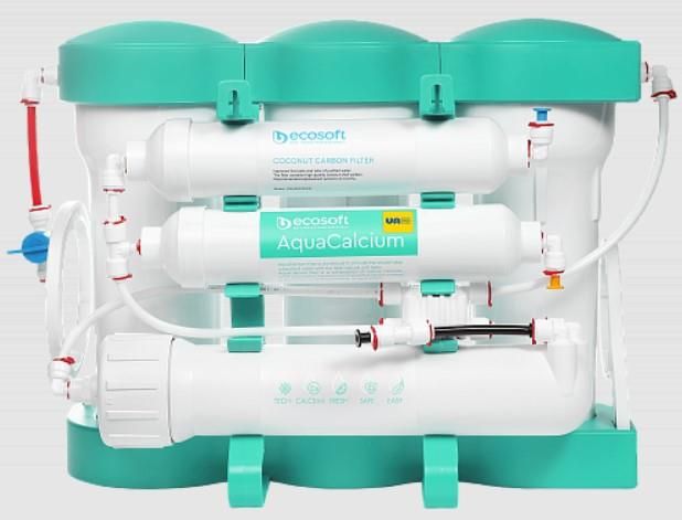 Фільтр зворотного осмосу Ecosoft P’URE AQUACALCIUM Mint, мембрана 75gpd DuPont, картридж AquaCalcium збагачує мінералами, дренаж 1:1