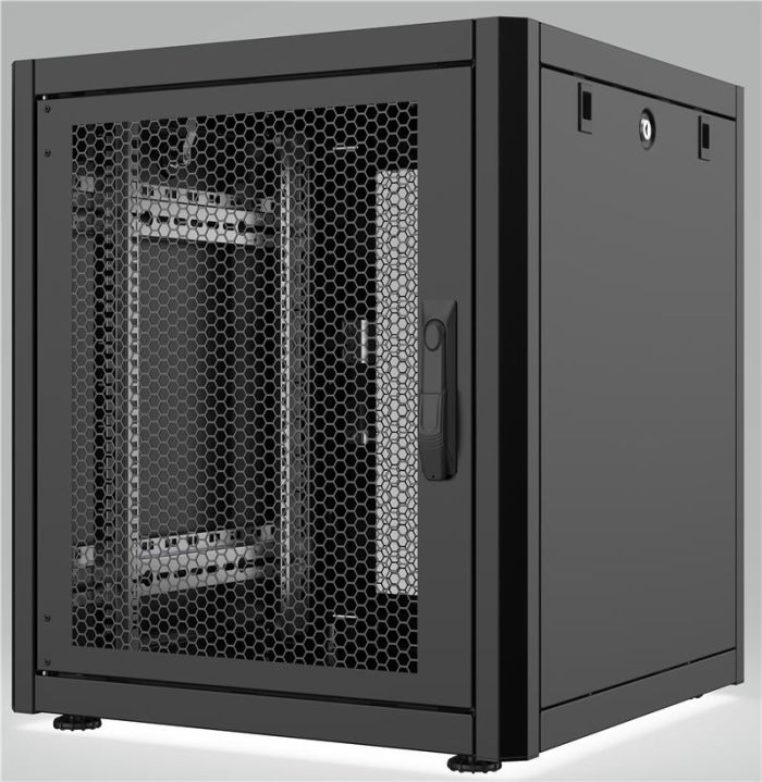 Шафа MIRSAN 19", 16U, GTN, перфоровані двері, 600x600 мм, максимально 1000 кг, чорна