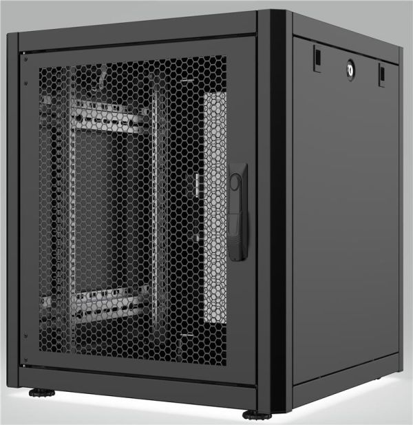 Шафа MIRSAN 19", 20U, GTN, перфоровані двері, 600x600 мм, максимально 1000 кг, чорна