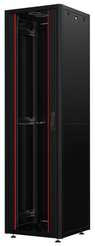 Шафа MIRSAN 19", 42U, GTN SERVER, скляні двері, 600x800 мм, максимально 1000 кг, чорна