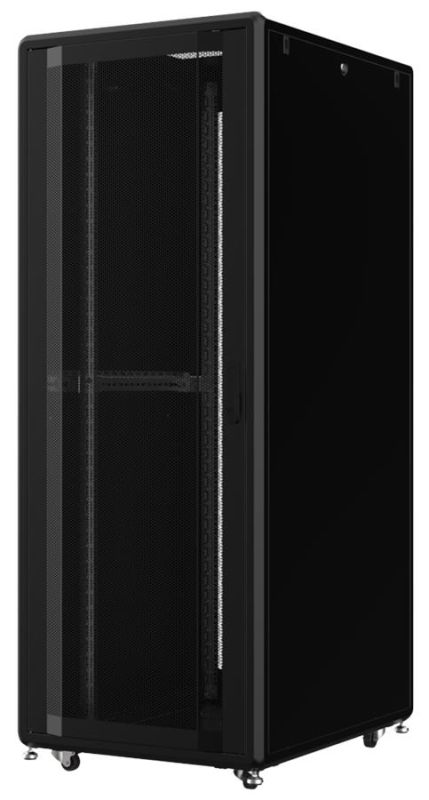Шафа MIRSAN 19", 36U, GTS, перфорація 63%, 600x1000 мм, максимально 2000 кг, чорна