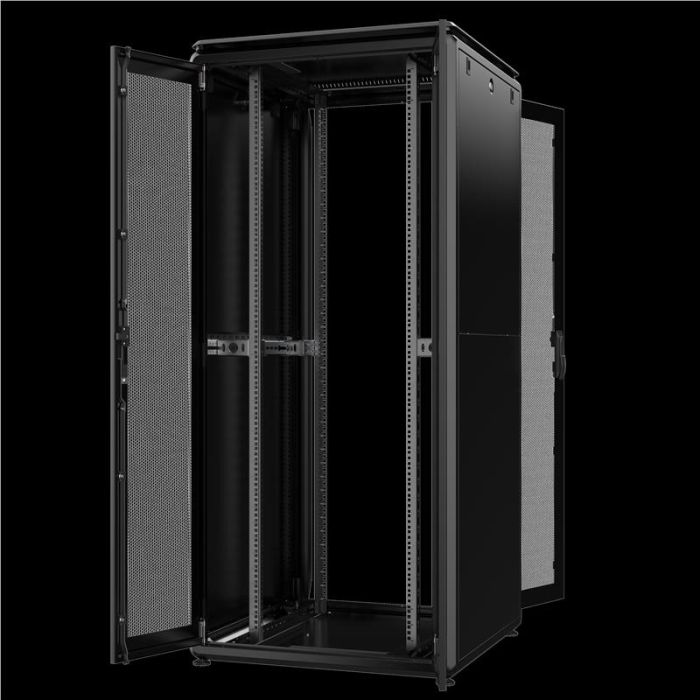 Шафа MIRSAN 19", 42U, GTV, перфорація 63%, 800x800 мм, максимально 2000 кг, чорна