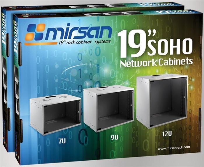 Шафа MIRSAN 19", 9U, SOHO, 535x600 мм, максимально 30 кг, сіра