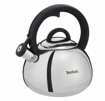 Чайник зі свистком Tefal Duetto+, 2.5л, нержавіюча сталь, сталевий, чорний