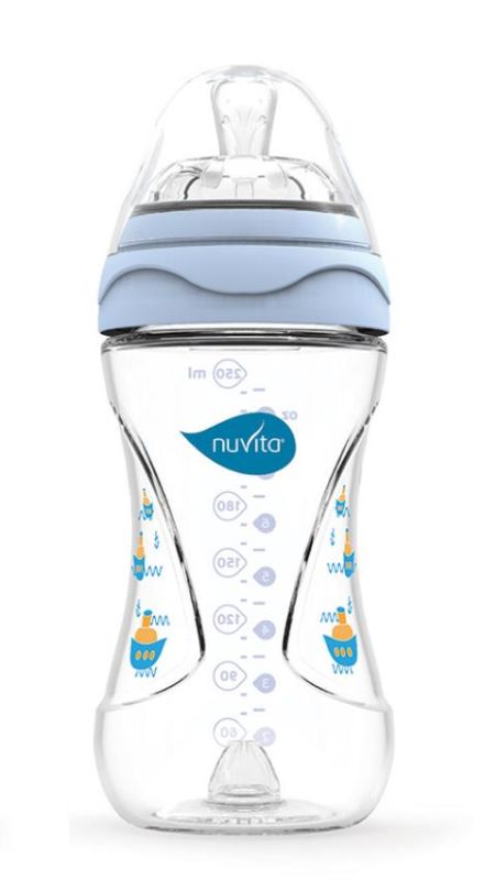 Пляшка для годування Nuvita Mimic 250мл, 3міс+, антиколікова, блакитний