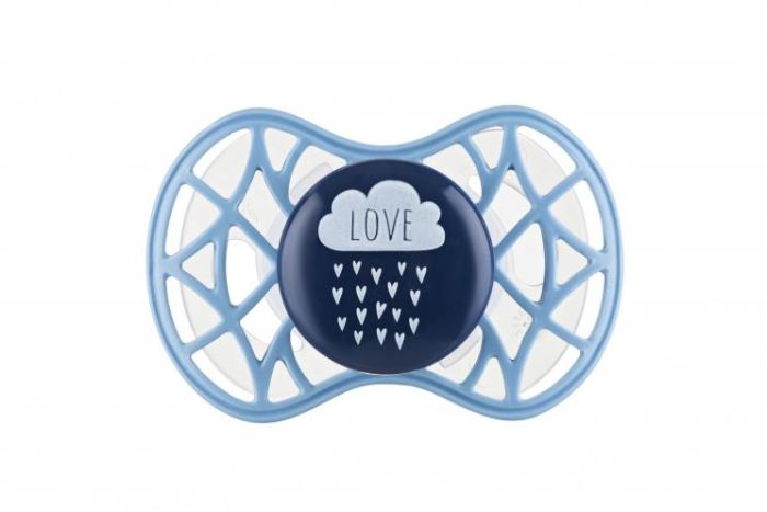 Пустушка Nuvita Air55 Cool 6міс+, симетрична, з ковпачком, LOVE синій