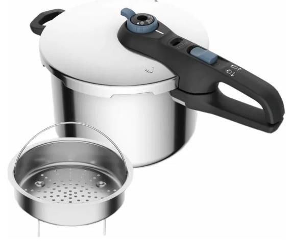 Скороварка Tefal Secure Trendy, 8л, з паровим кошиком, нержавіюча сталь, пластик