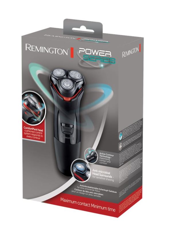 Бритва електр. Remington роторна Power Series, бритв.головок-3, от сети, сух., тример, чорно-червоний