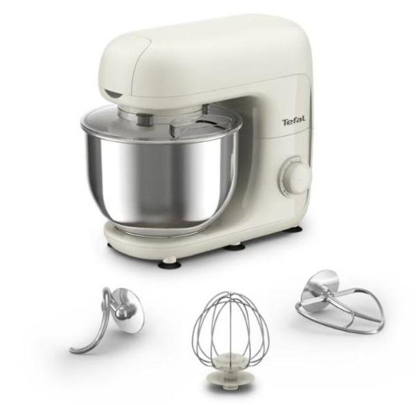 Міксер Tefal планетарний Bake Essential 800Вт, насадки-3, чаша-нерж., метал, 4.8л, білий