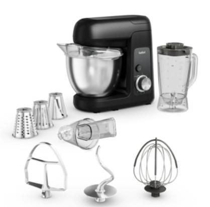 Кухонна машина Tefal Bake Partner 1100Вт, чаша-метал, корпус-пластик, насадок-6, чорний