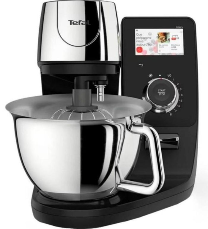 Кухонна машина Tefal I-Coach Touch, 1200Вт, чаша-метал, корпус-метал+пластик, дисплей, насадок-3, підкл. до смартфону, чорний