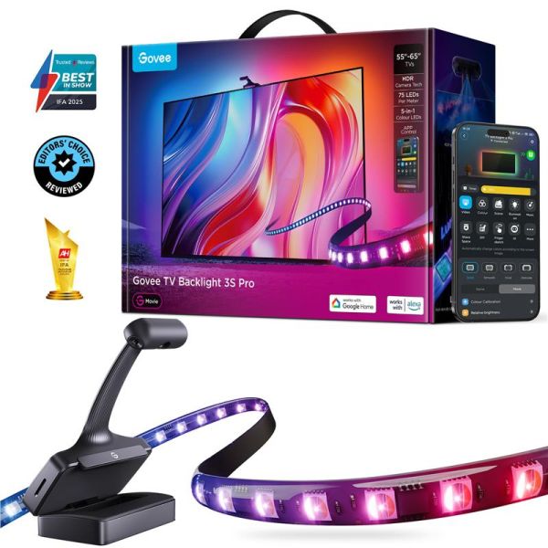 Набір адаптивного підсвічування Govee R2A80 Three-camera TV Backlight 55-65', RGBIC, WI-FI/Bluetooth, чорний