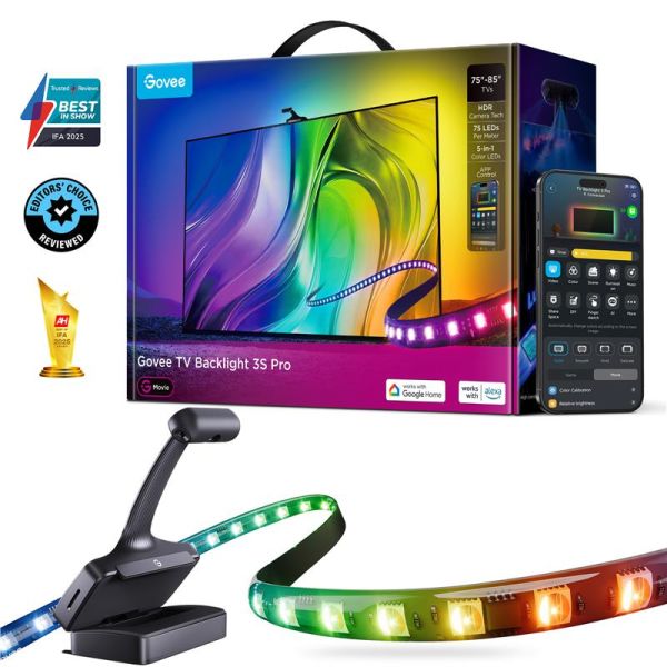 Набір адаптивного підсвічування Govee R2A81 Three-cameraTV Backlight 75-85', RGBIC, WI-FI/Bluetooth, чорний