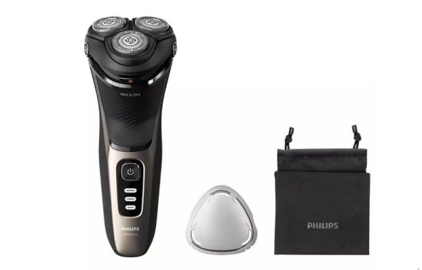 Бритва електр. Philips роторна Series 3000,  бритв.головок-3, Li-Ion, сух.+волог., тример, чорно-золотий