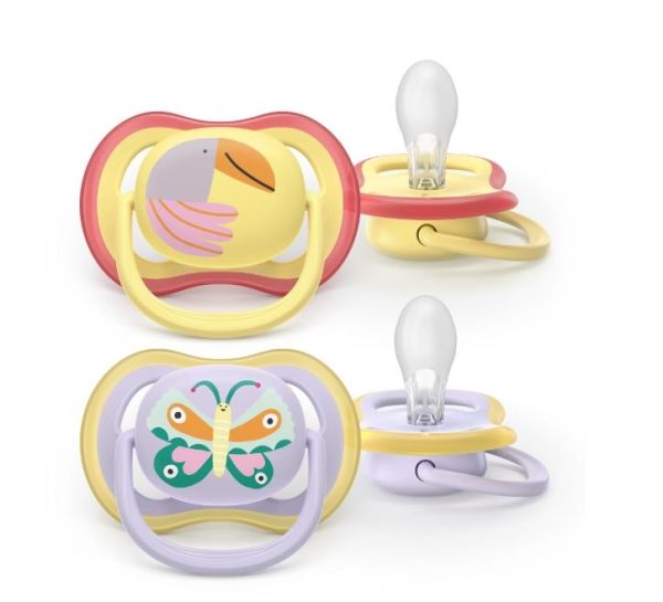 Пустушка  Avent  Ultra Air, 0-6 міс., 2 шт, дизайн для дівчат.