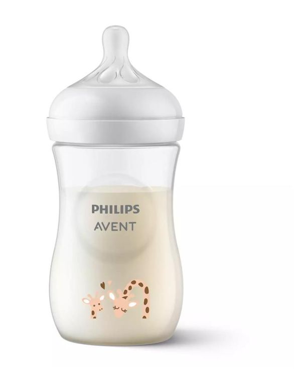 Пляшка для годування Avent Natural 260мл, Природний потік, жираф