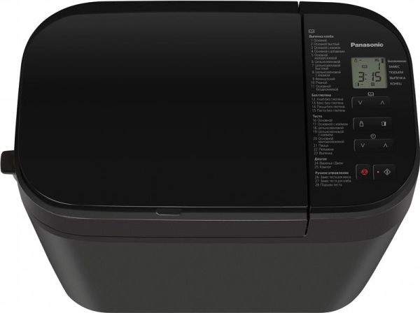 Хлібопічка Panasonic 550Вт, програм-28, макс.вага -1.25кг, форма-прямокутник, пластик, чорний