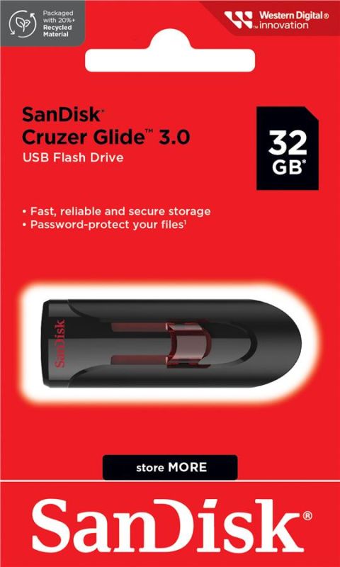 Накопичувач SanDisk   32GB USB 3.0 Type-A Cruzer Glide Чорний