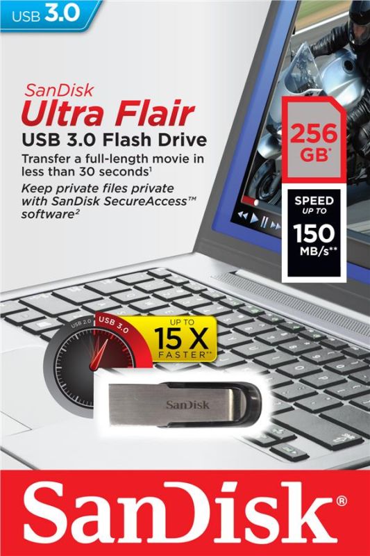 Накопичувач SanDisk  256GB USB 3.0 Type-A Flair