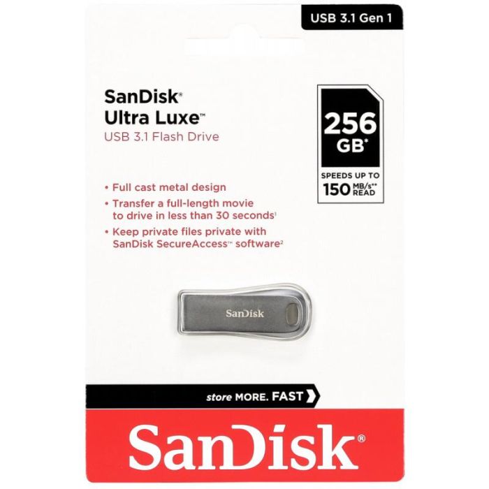 Накопичувач SanDisk  256GB USB 3.1 Type-A Ultra Luxe Срібний