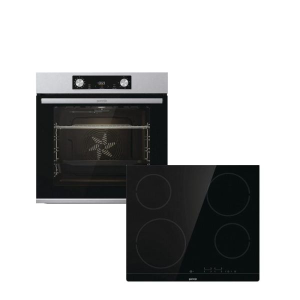 Комплект Gorenje (духовка + поверхня склокераміка BO6737E02X -нерж + ECT41SC- чорна), 738881