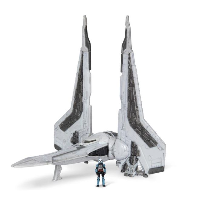 Ігрова колекційна фігурка Star Wars Medium Vehicle Транспорт та фігурка Kom'rk-Class Mandalorian Starfighter 12.5см