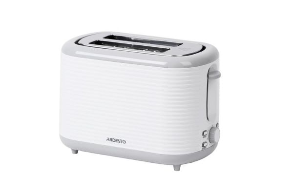 Тостер ARDESTO White stripes T-F17WG 930Вт, пластик, білий+сірий