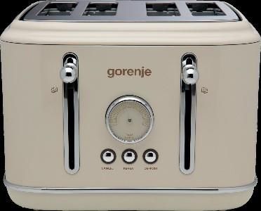 Тостер Gorenje, 950Вт, функц. розморожування, автовідключення, пластик + металл, бежевий