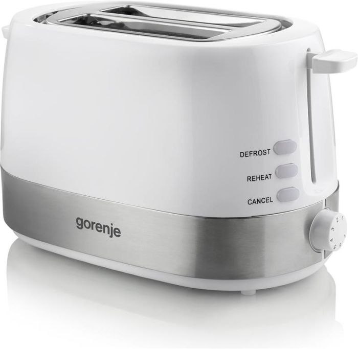 Тостер Gorenje, 850Вт, функц. розморожування, автовідключення, пластик/метал, білий