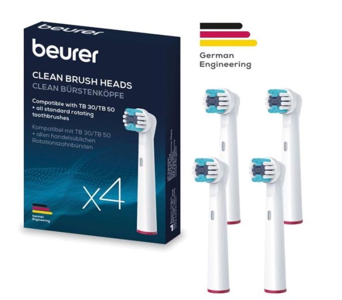 Насадки до зубних щіток Beurer TB 15/30/50 Clean, інтенсивне чищення, 4 шт в комплекті, білі
