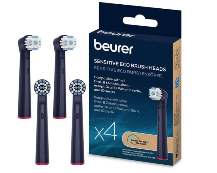 Насадки до зубних щіток Beurer TB 15/30/50 Sensitive GP, делікатне чищення, 4 шт в комплекті, синій