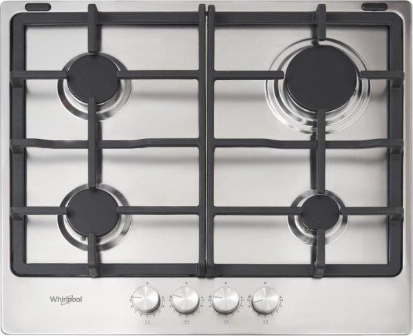 Варильна поверхня Whirlpool газова, 60см, чавун, турбо-конфорка, нерж