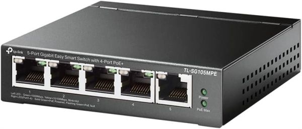 Комутатор TP-LINK TL-SG105MPE 5xGE (4xPoE), 120Вт, WebSmart